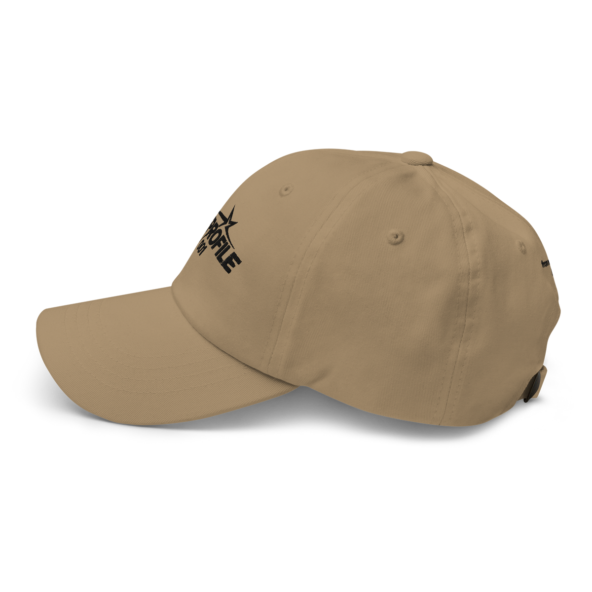 Gorra dad hat OFF PROFILE caqui, perfil izquierdo