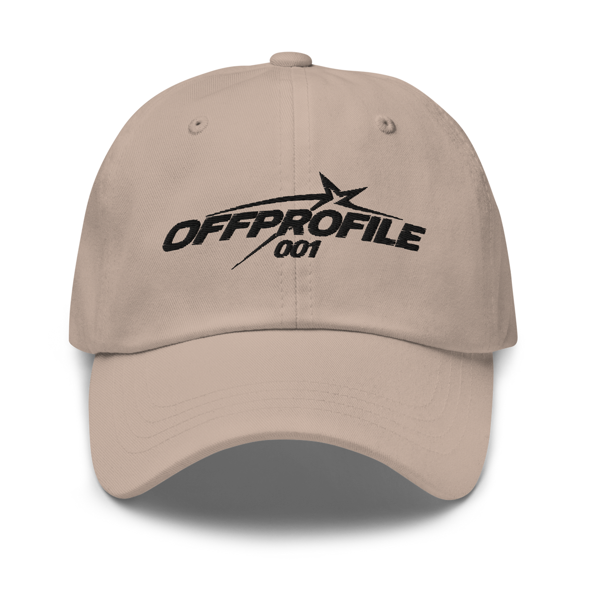 Gorra dad hat OFF PROFILE color piedra, vista frontal