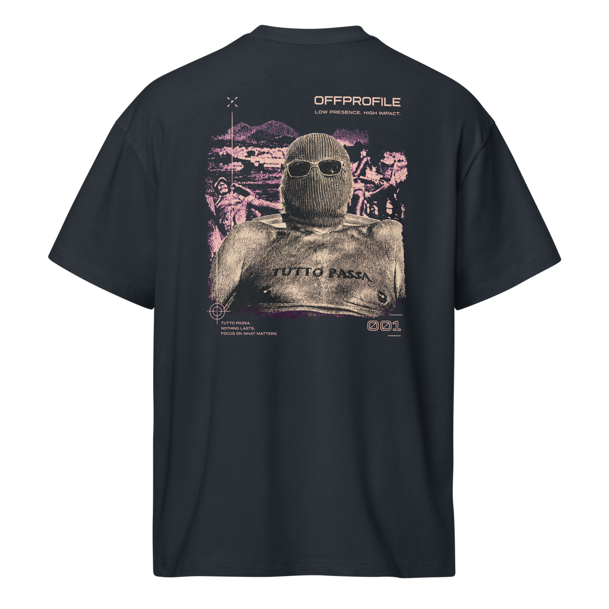 Camiseta boxy OFF PROFILE azul marino, vista trasera