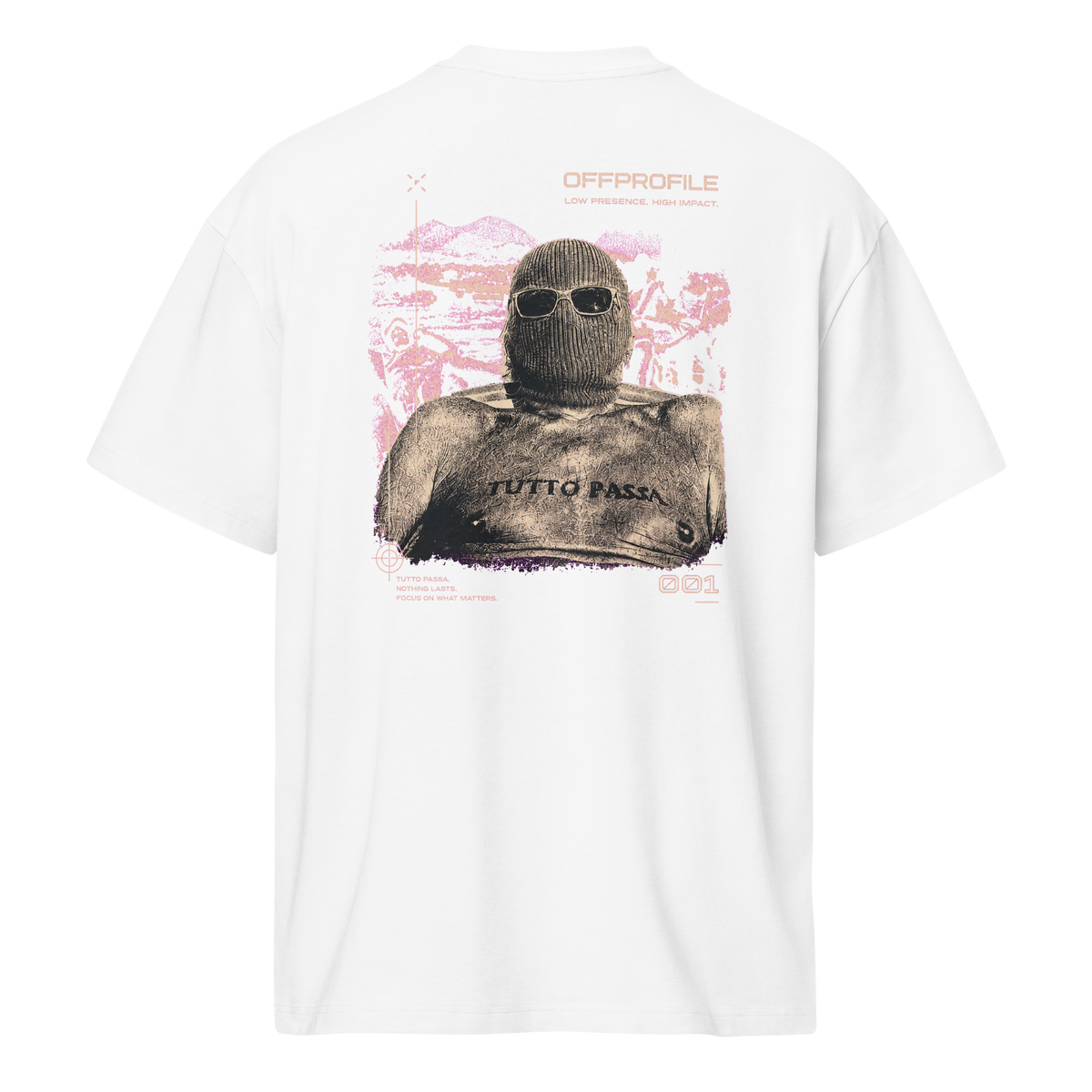 Camiseta boxy OFF PROFILE blanca, vista trasera