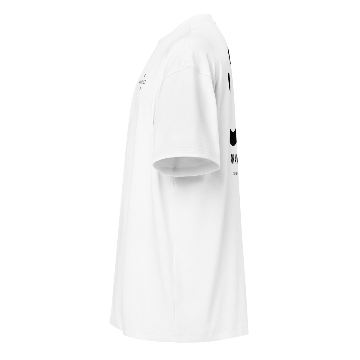 Camiseta boxy ON A MISSION blanca, lateral izquierdo
